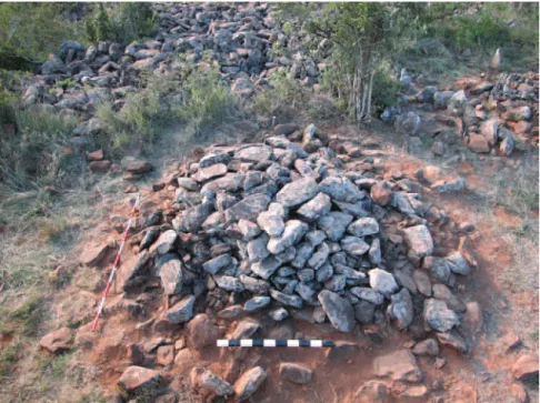 FIGURE 3. Stone cairn on Mugie Ranch, Laikipia  Plateau, prior to excavation. Photo ©Paul Lane,  BIEA.
