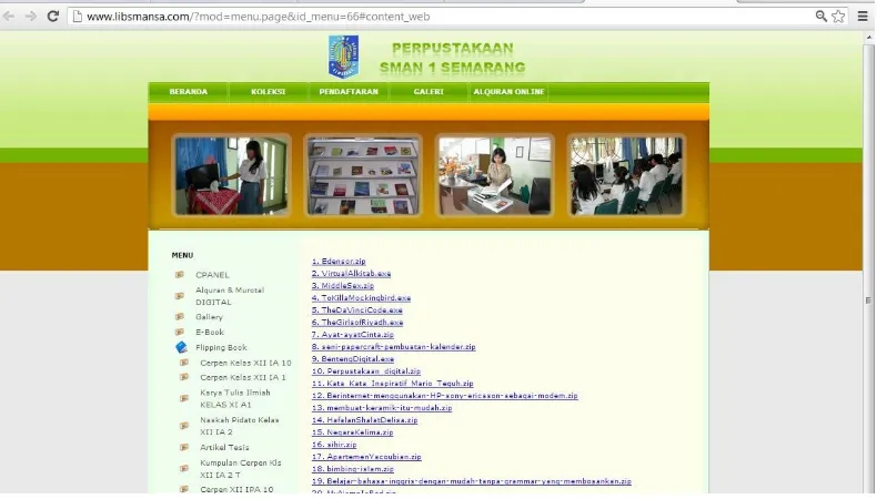 Gambar 4.2 : Website perpustakaan SMA Negeri 1 Semarang
