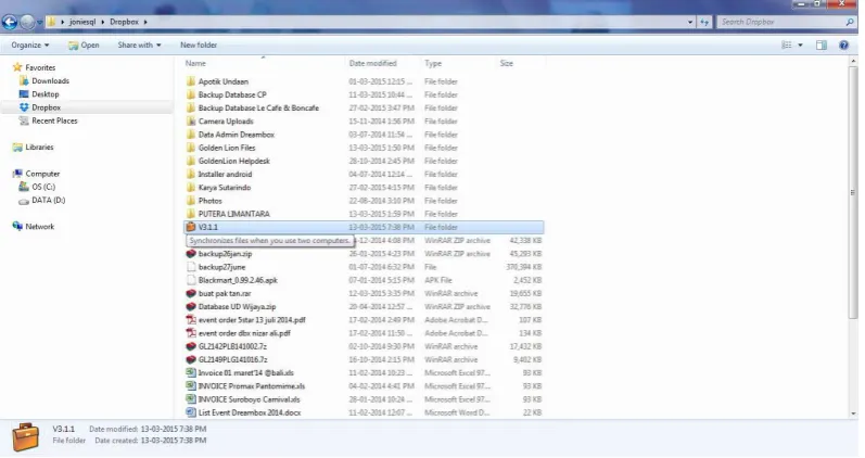 Gambar 2. Briefcase pada Dropbox 