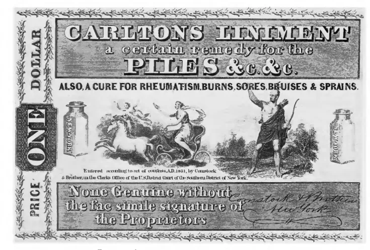 FIGURE 1.—Original wrapper for Carltons Liniment, 1851. 