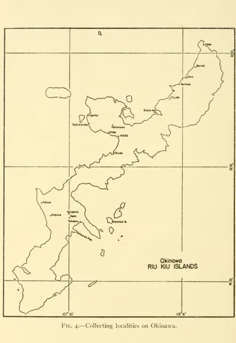 Fig. 4. — Collecting localities on Okinawa.