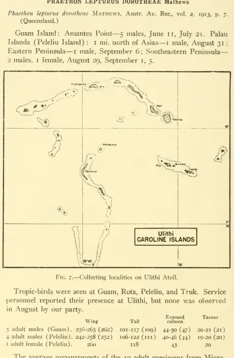 Fig. 7. — Collecting localities on Ulithi Atoll.