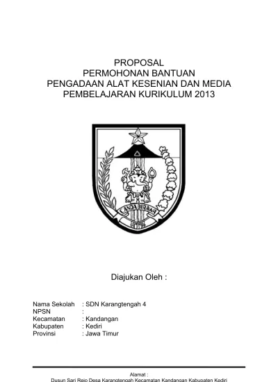 Proposal Permohonan Bantuan Pengadaan Alat Kesenian Dan Media Pembelajaran Kurikulum 2013 