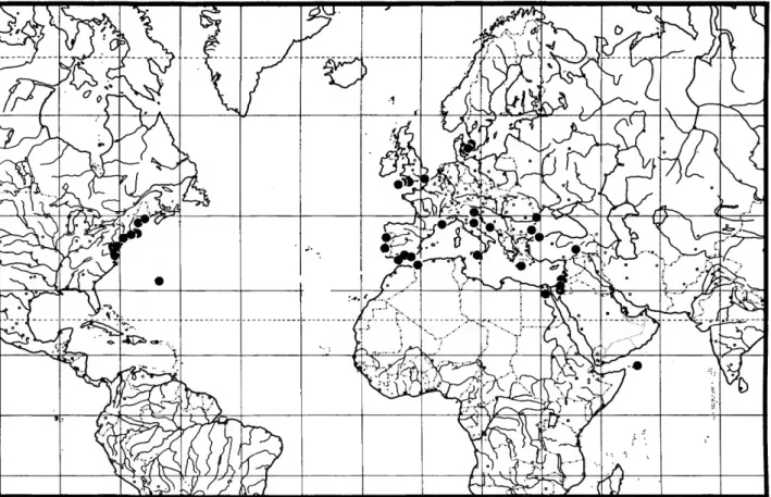 FIGURE 15.—Distribution map for Hecamede (Hecamede) albicans.