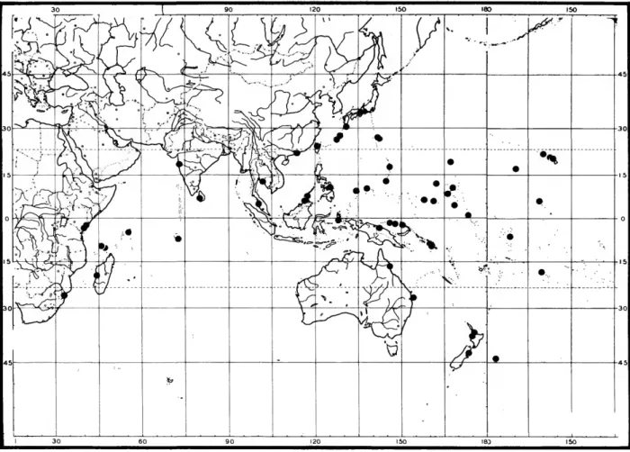 FIGURE 33.—Distribution map for Hecamede (Hecamede) granifera.