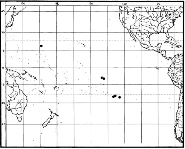 FIGURE 37.—Distribution map for Hecamede (Hecamede) inermis.