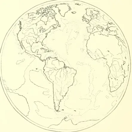 Fig. I. — The Atlantic Ocean and the adjacent land areas. The dotted lines indi- indi-cate 2000 fathoms depth