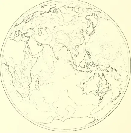 Fig. 3. — The Indian Ocean and the adjacent land areas. The dotted lines indi- indi-cate 2000 fathoms depth