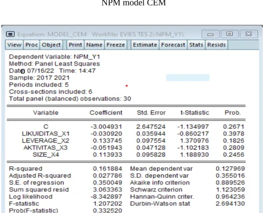 Tabel 4.5 NPM model CEM