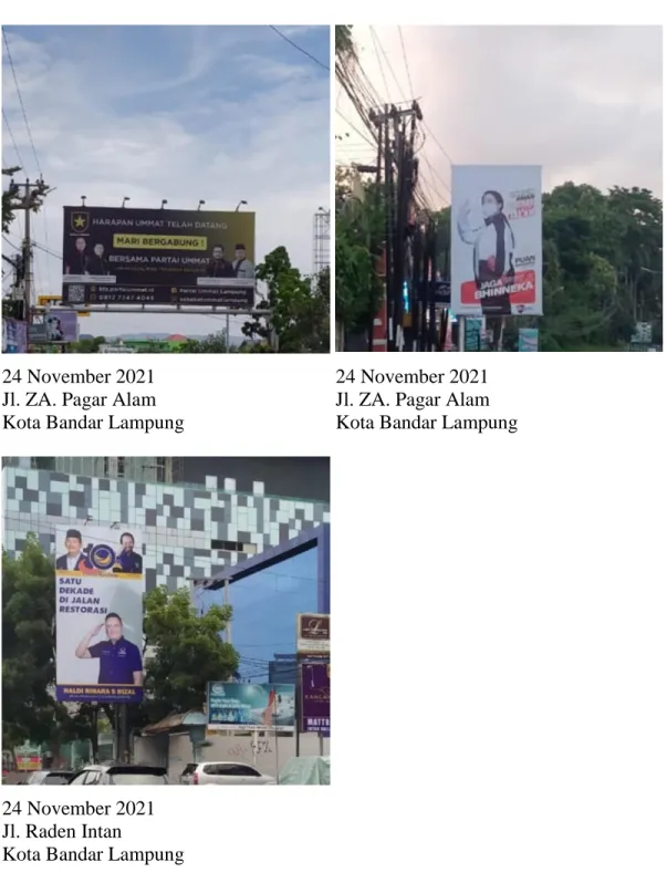 Gambar 2 Iklan politik media luar ruang yang tersebar di wilayah Bandar Lampung. 