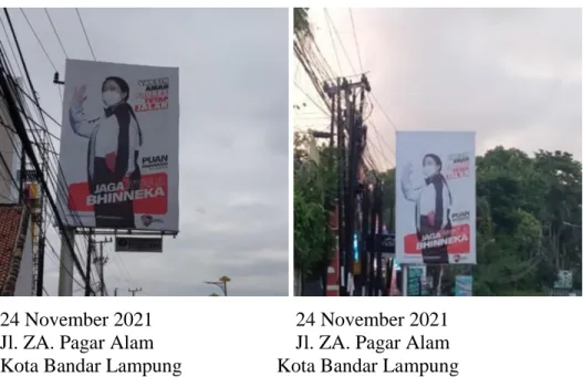 Gambar  4  Iklan  politik  media  luar  ruang  Puan  Maharani  di  wilayah  Kecamatan Rajabasa Kota Bandar Lampung (sumber: diolah sendiri)