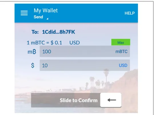 Figure 1-2. Airbitz mobile bitcoin wallet send screen