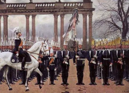 Figure 1. Emperor William II reviews Prussian troops (Röchling 1894)