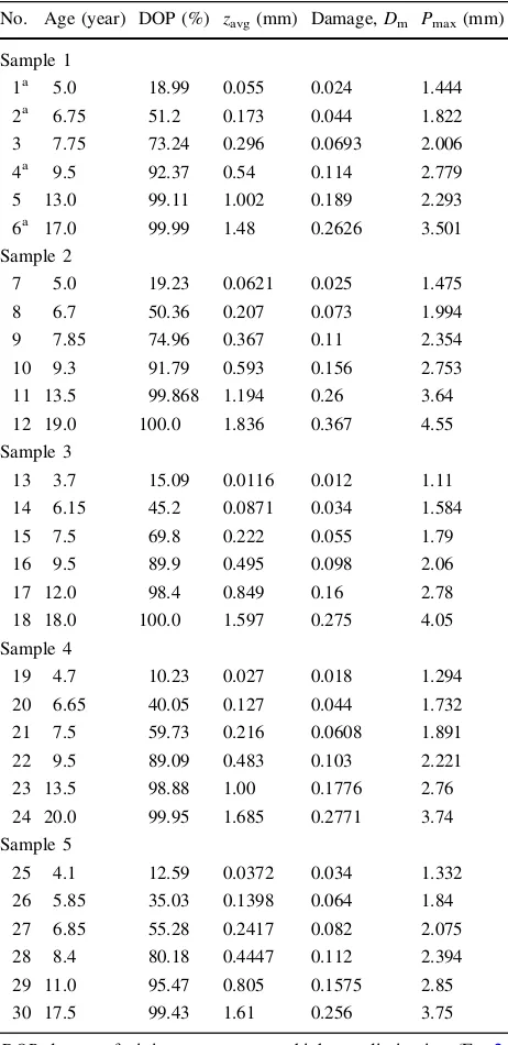 Table 4 Characteristics of the simulated plates and test specimenswith random pits