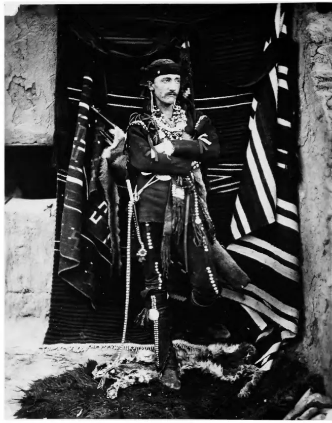 FIGURE 9.—Anthropologist Frank Cushing in Zuni costume. (Photograph by  J o h n K. Hillers,  1880 or 1881, BAE neg