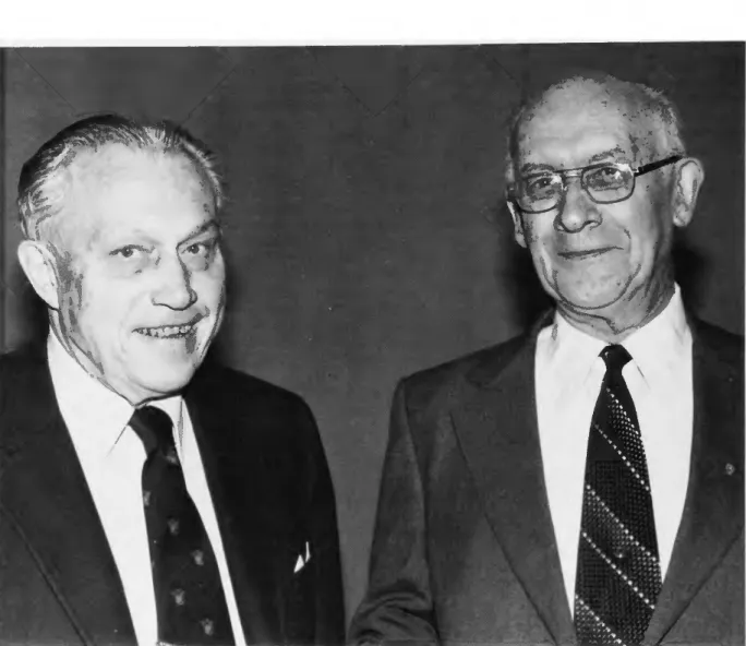 FIGURE 1.—^John C. Ewers and Waldo R. Wedel at the Smithsonian Symposium in their honor,  25 April 1980