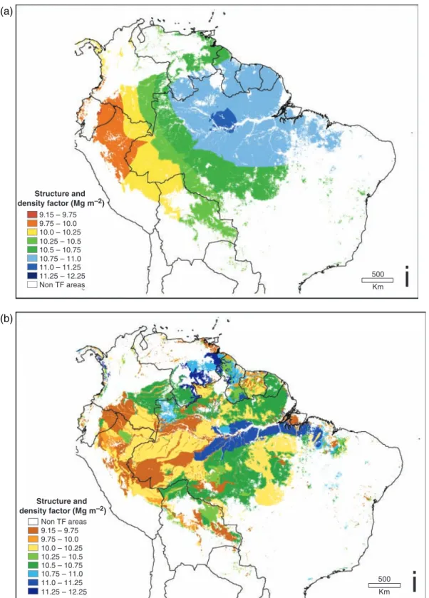 Fig. 8 Interpolation of the structural conversion factor across lowland South American tropical forests derived using the linear relationship presented in Fig