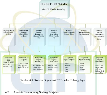 Gambar 4.1 Struktur Organisasi PT Desalite Esbang Jaya 