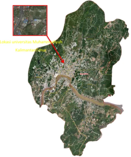 Gambar 3. 1 Peta Wilayah Kota Samarinda Lokasi universitas Muhammadiyah 