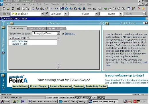 Gambar 1.2. Kotak Dialog Aplikasi AutoCAD 2002 Today. 