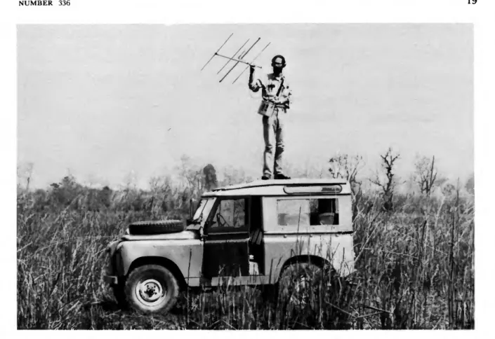 FIGURE 15.—Directional antenna attached to receiver used to electronically search an area for signals from radio-collared animals.