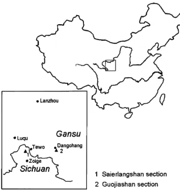 FIGURE 1.—Location in China of the marine Triassic sections discussed in this  paper. 