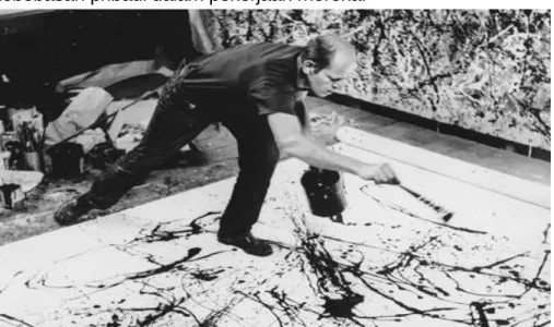 Gambar 69. Jackson Pollock sedang melukis, einweirsinfo.blogspot.co.id. 