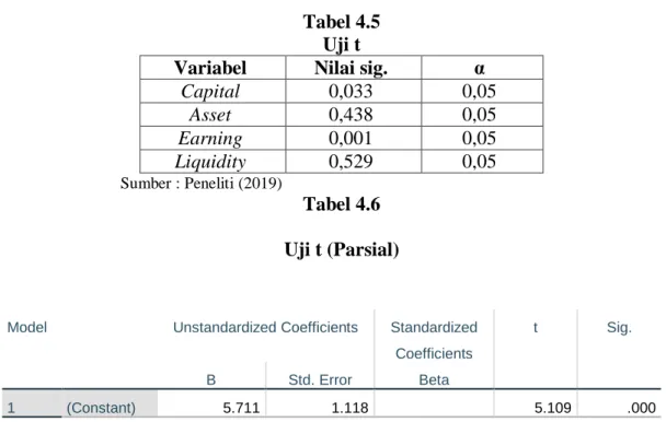 Tabel 4.5  Uji t 