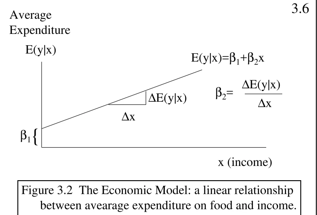 Figure 3.2  The Economic Model: a linear relationship        between avearage expenditure on food and income.