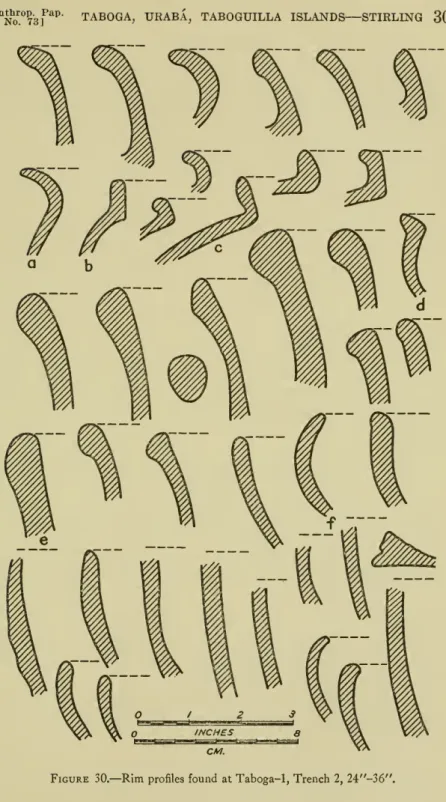 Figure 30. — Rim profiles found at Taboga-1, Trench 2, 24&#34;-36&#34;.