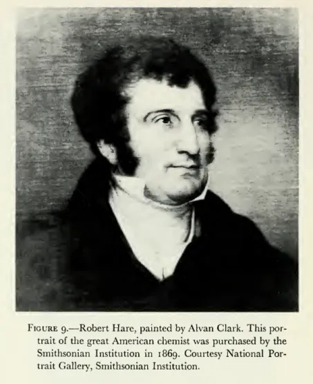 Figure 9. — Robert Hare, painted by Alvan Clark. This por- por-trait of the great American chemist was purchased by the Smithsonian Institution in 1869