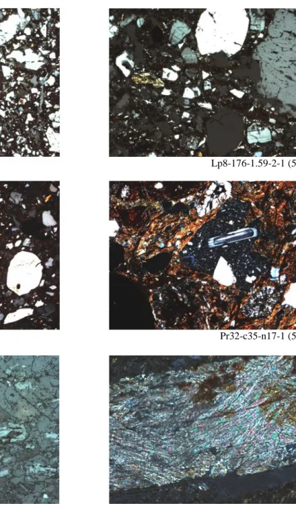 Figure 2. Photos of minerals and rocks in ceramic thin sections.