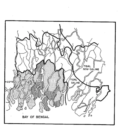 Figure 5:  Sundarbans Forest quality classes and the land development  units in the Southern Region of Bangladesh (after EWDB, 1977), 