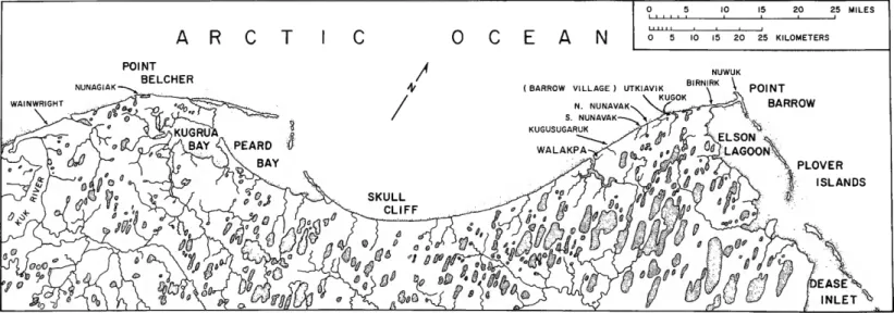 FIGURE 3.—Eskimo archeological sites in the vicinity of Point Barrow, north coast of Alaska