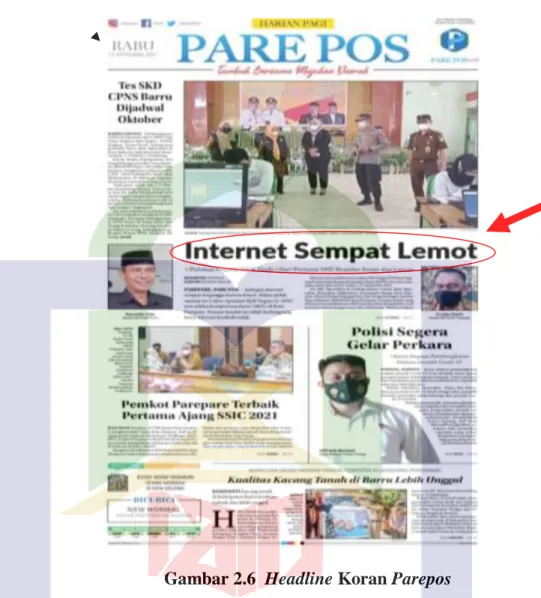 Gambar 2.6  Headline Koran Parepos 