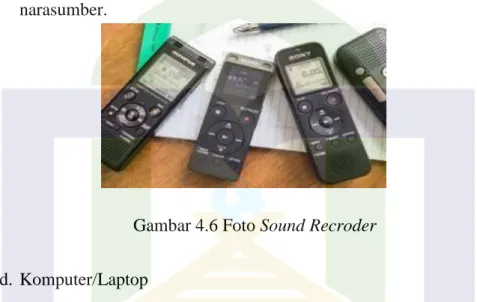 Gambar 4.6 Foto Sound Recroder  d. Komputer/Laptop 