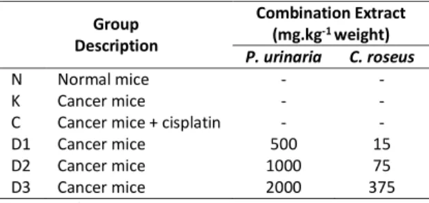 Table 1. Group of treatment  Group 