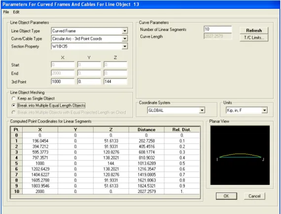 Figure 3-1 Curved Frame Parameters Dialogue Box 