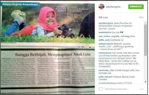 Gambar 7 Pemberitaan Daffa di Jawa Pos sebagai Anak yang Memberi Inspirasi Sumber: Akun Instagram @daffa_sofa 