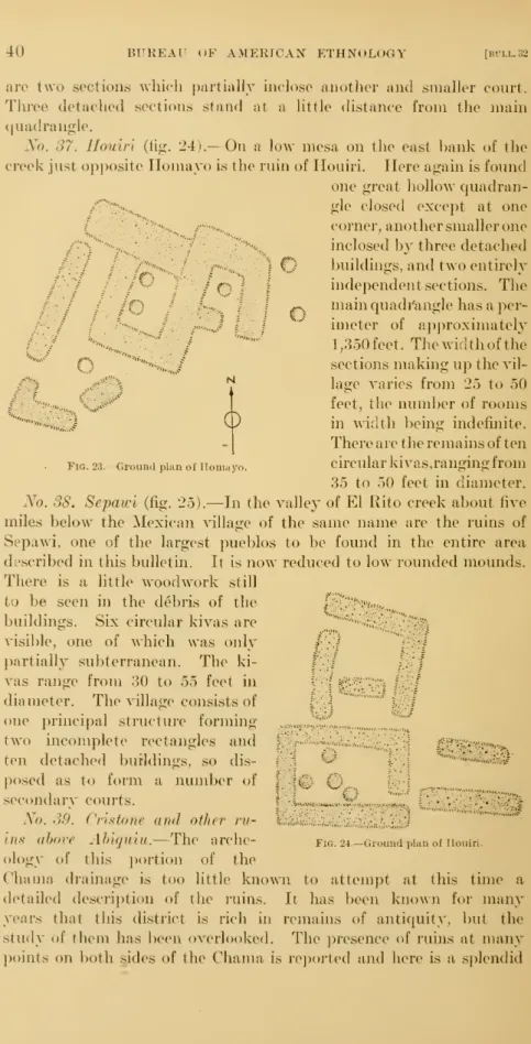 Fig. 2.3.-Ground plan of iiomayo. circular kivas,ranging from 35 to 50 feet in diameter.