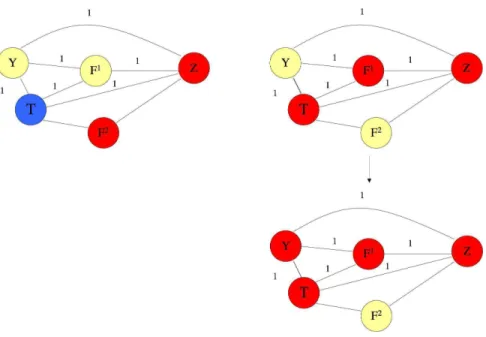 Figure 1.8: When a consumer evaluates F s under this network structure, the salient absence of the trivial attribute T inhibits the activation of Y .