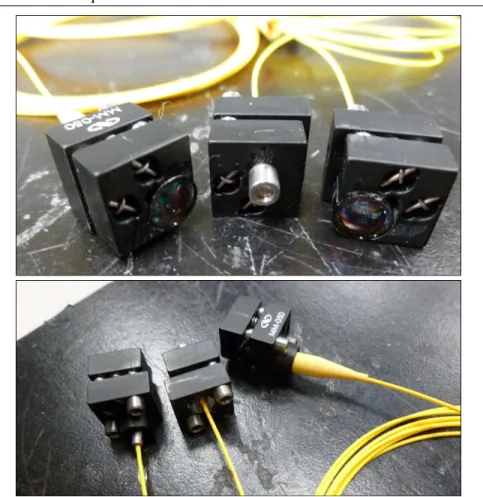 Figure 3.8: The TPDV probes (left and right) and PDV probe (center) in their mounts.