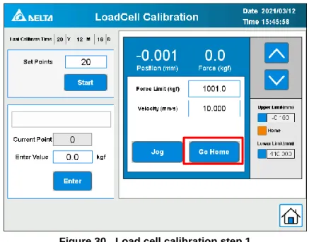 Figure 30.   Load cell calibration step 1 