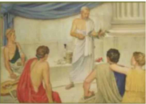 Gambar 5.7. Simbol peresepan zaman Mesir Kuno dari kiri ke kanan: ata Horus, simbol untuk  Jupiter, dan simbol Rx (Debnath 2017)