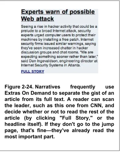 Figure 2-24. Narratives frequently use Extras On Demand to separate the gist of an article from its full text