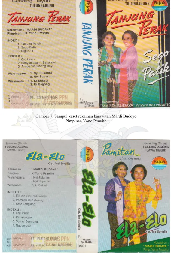 Gambar 8. Sampul kaset rekaman karawitan Mardi Budoyo  Pimpinan Yono Prawito
