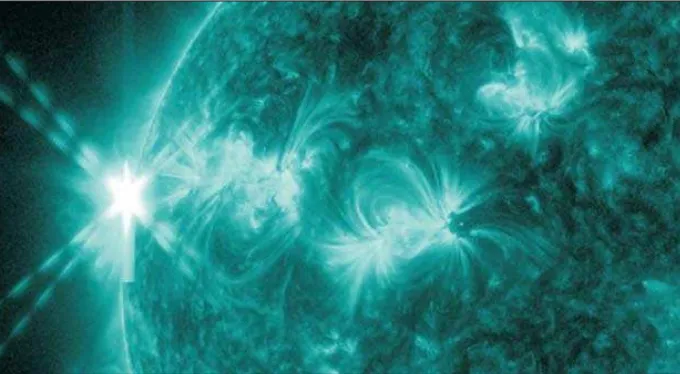 Gambar 1. Citra flare X2,8 tanggal 13 Mei 2013 yang diamati pada panjang gelombang 131armstrong.(Credit:Nasa/SDO)