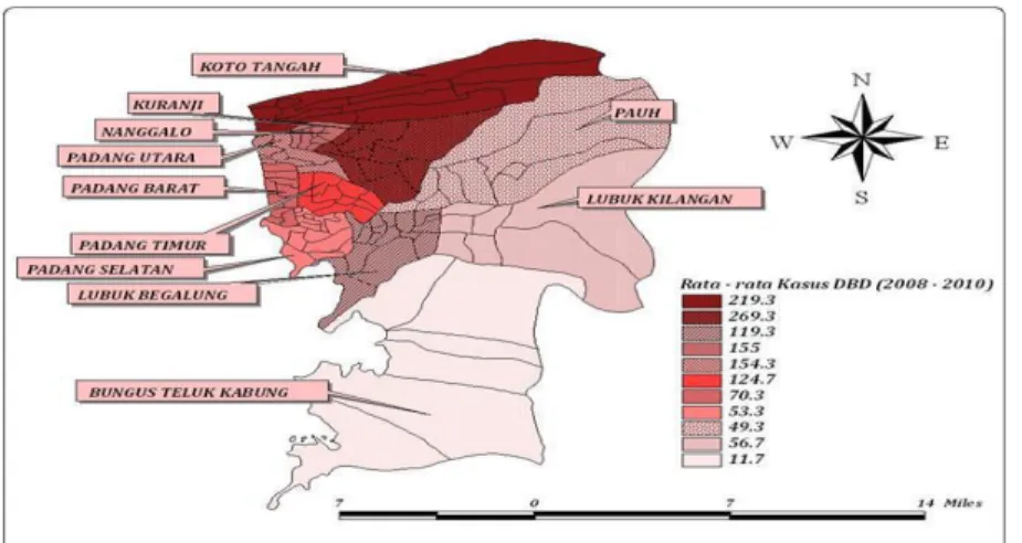 Gambar 32. Rata-rata jumlah kasus DBD di kota Padang tahun 2008-2010