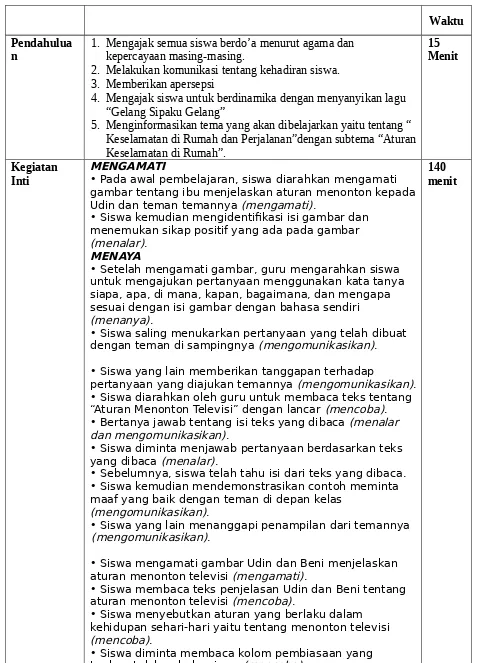 gambar tentang ibu menjelaskan aturan menonton kepadaUdin dan teman temannya (mengamati).• Siswa kemudian mengidentifikasi isi gambar dan 