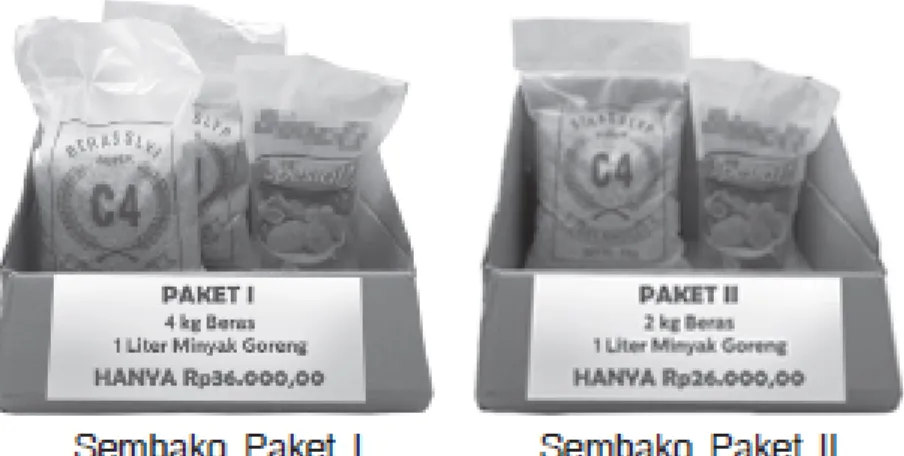 Gambar 3.1 Dua paket sembako yang  berisi beras dan minyak goreng